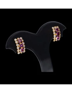 Pendientes de oro 18 kl amatistas zirconitas