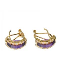 Pendientes de oro 18 kl amatistas zirconitas