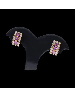 Pendientes de oro 18 kl amatistas zirconitas