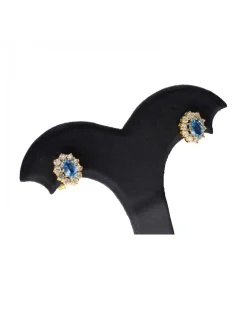 Pendientes de oro 18 kl aquamarina y zirconitas