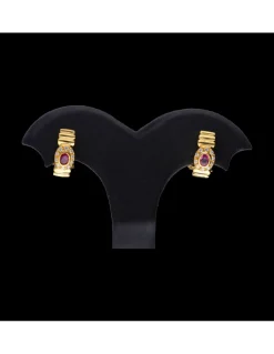 Pendientes de oro 18 kl con rubí y zirconitas