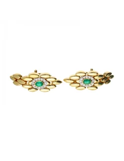 Pendientes de oro 18 kl con esmeraldas y zirconitas