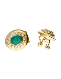 Pendientes de oro 18 kl con esmeraldas y zirconitas