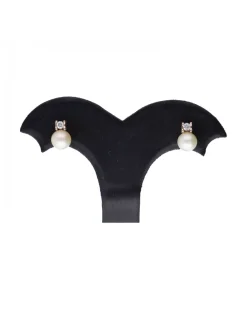 Pendientes de oro 18 kl zirconitas y perlas