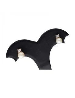 Pendientes de oro 18 kl zirconitas y perlas