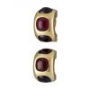 Pendientes de Oro amarillo 18K con diseño y piedras Rojas Sintéticas
