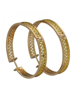 Pendientes de Oro amarillo y rosado 18K con diseño redondo y grabados
