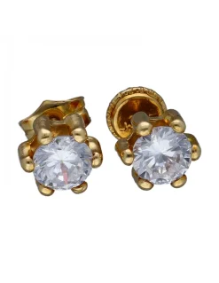 Pendientes de Oro amarillo 18K con diseño y Circonitas