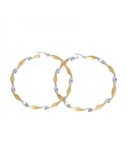 Pendientes de Oro amarillo y blanco 18K con diseño redondo