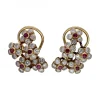 Pendientes de Oro amarillo con diseño Vintage, Brillantes y Rubíes