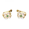 Pendientes de Oro Amarillo 18K con diseño, Perlas y Circonitas verdes