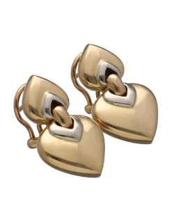 Pendientes de Oro amarillo y Blanco 18K con diseño de corazones