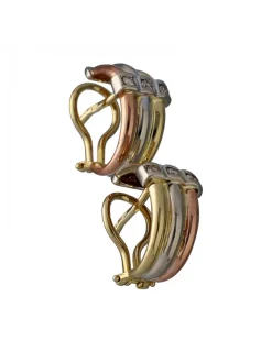 Pendientes de Oro amarillo, blanco y rosado 18K con diseño y Brillantes