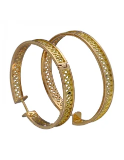 Pendientes de Oro amarillo y rosado 18K con diseño redondo y grabados