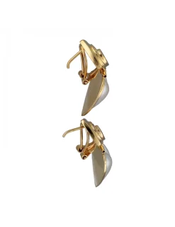 Pendientes de Oro amarillo 18K con diseño de Corazones y Piedras Sintéticas Nacaradas