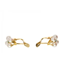 Pendientes de Oro Amarillo 18K con diseño, Perlas y Circonitas verdes