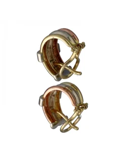 Pendientes de Oro amarillo, blanco y rosado 18K con diseño y Brillantes