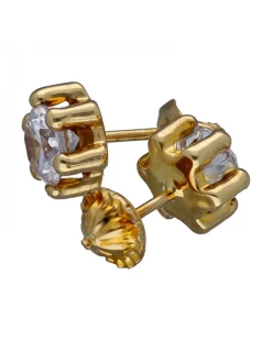 Pendientes de Oro amarillo 18K con diseño y Circonitas