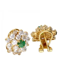 Pendientes de oro amarillo 18 Kl con diseño circonitas y piedras sintéticas