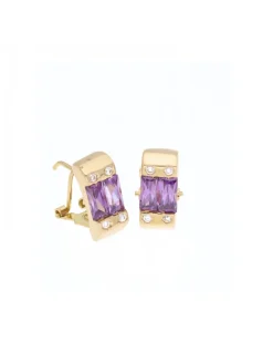Pendientes de oro amarillo 18 kl con diseño y circonitas circundantes