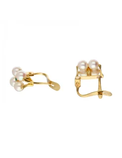 Pendientes de Oro Amarillo 18K con diseño, Perlas y Circonitas verdes