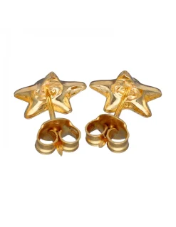 Pendientes de Oro amarillo 18K con diseño de Estrellas con cara