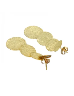 Pendientes de Oro amarillo con diseño de círculos corrugados