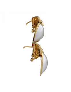 Pendientes de Oro amarillo 18K con diseño de Corazones y Piedras Sintéticas Nacaradas
