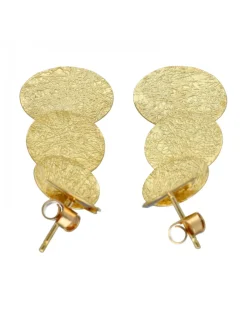 Pendientes de Oro amarillo con diseño de círculos corrugados