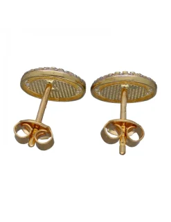 Pendientes de Oro amarillo, con diseño de Coronas y Circonitas
