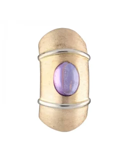 Pendientes de Oro amarillo 18K con diseño y Piedra Morada