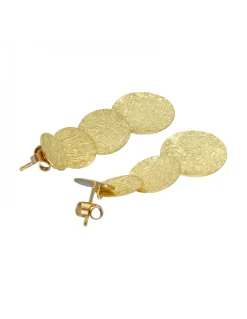 Pendientes de Oro amarillo con diseño de círculos corrugados