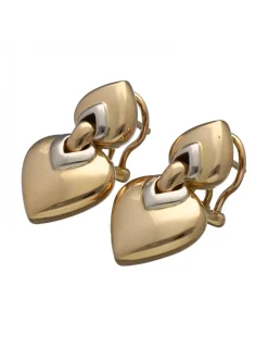Pendientes de Oro amarillo y Blanco 18K con diseño de corazones