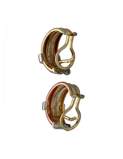 Pendientes de Oro amarillo, blanco y rosado 18K con diseño y Brillantes