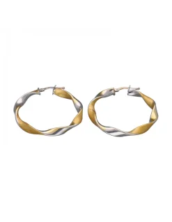 Pendientes de Oro amarillo y blanco 18K con diseño redondo