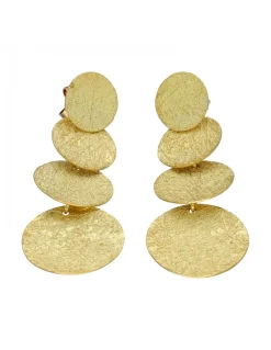 Pendientes de Oro amarillo con diseño de círculos corrugados