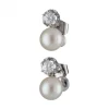 Pendientes de Oro blanco con diseño, Perlas y Brillantes