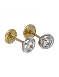 Pendientes de oro blanco y amarillo 18 Kl con zircones