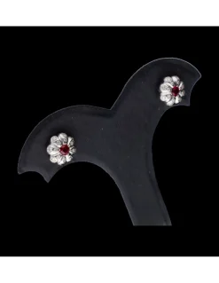 Pendientes de oro blanco con rubí y diamantes