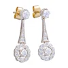 Pendientes de Oro blanco 18K con diseño largo y Circonitas