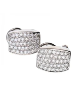 Pendientes de Oro blanco con diseño rectangular y Brillantes