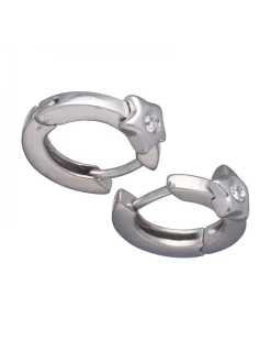 Pendientes de Oro blanco 18K con diseño redondo, Estrellas y Brillantes