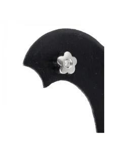 Pendientes de oro blanco 18 Kl con diseño de flor y brillantes