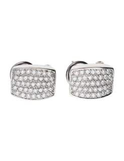 Pendientes de Oro blanco con diseño rectangular y Brillantes