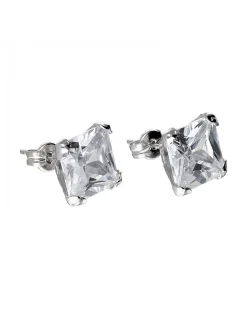 Pendientes de oro blanco 18K con diseño y circones