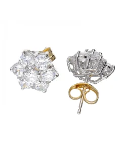 Pendientes de oro blanco 18 K con diseño y circonitas