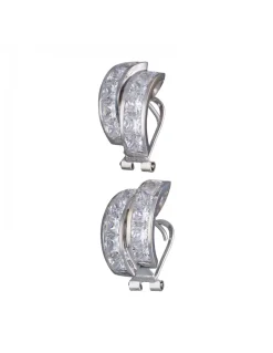 Pendientes de oro blanco 18K con diseño y circonitas