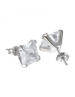 Pendientes de oro blanco 18K con diseño y circones