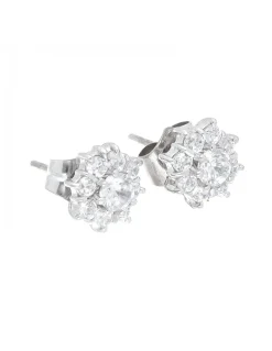 Pendientes de oro blanco 18 K con diseño y circonitas