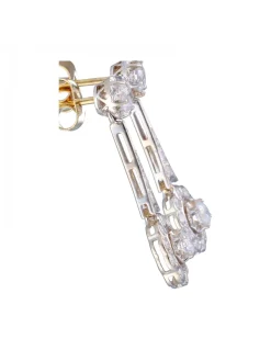 Pendientes de Oro blanco 18K con diseño largo y Circonitas